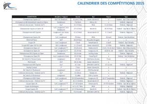 Calendrier Compétitions régionales 2015